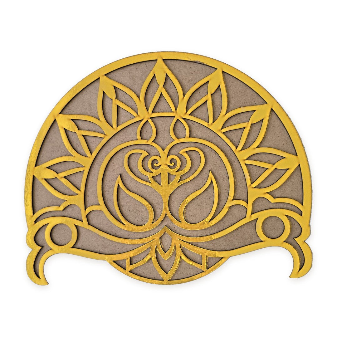 Riddhi Siddhi golden MDF rangoli board 12 inch - Divine Sansar