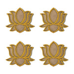 Set of 4 Kamal Lotus golden MDF rangoli pieces 4 inch - Divine Sansar