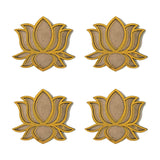 Set of 4 Kamal Lotus golden MDF rangoli pieces 4 inch - Divine Sansar