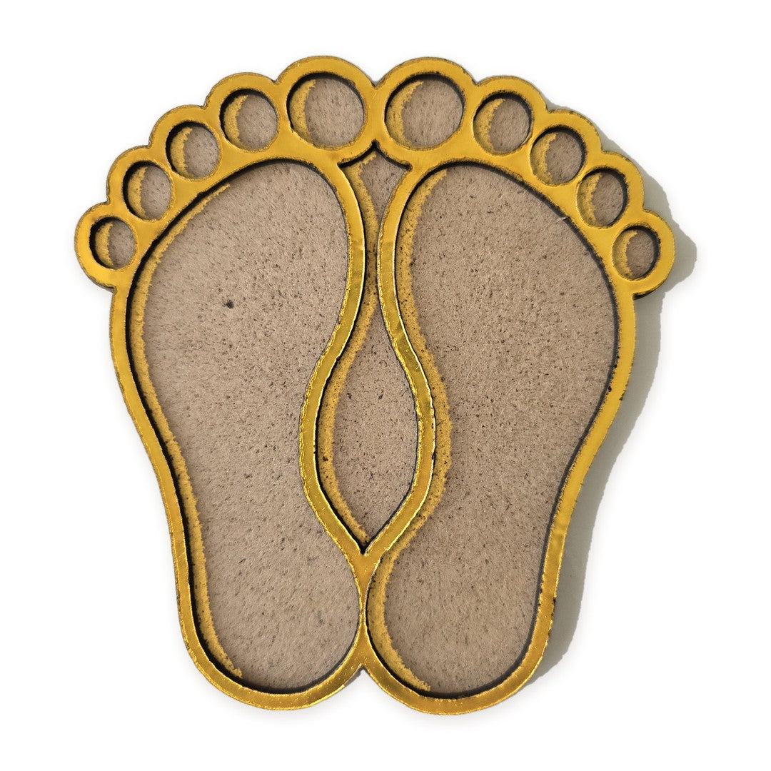 Laxmi Charan golden MDF rangoli board 4 inch - Divine Sansar