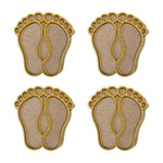 Set of 4 Laxmi Charan golden MDF rangoli pieces 4 inch - Divine Sansar