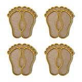 Set of 4 Laxmi Charan golden MDF rangoli pieces 4 inch - Divine Sansar