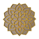 Floral Pookkalam golden MDF rangoli board 12 inch - Divine Sansar