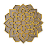 Floral Pookkalam golden MDF rangoli board 12 inch - Divine Sansar