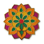 Floral Pookkalam rangoli board filled with rangoli colour - Divine Sansar