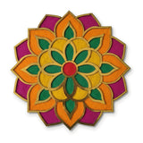 Floral Pookkalam rangoli board filled with rangoli colour - Divine Sansar