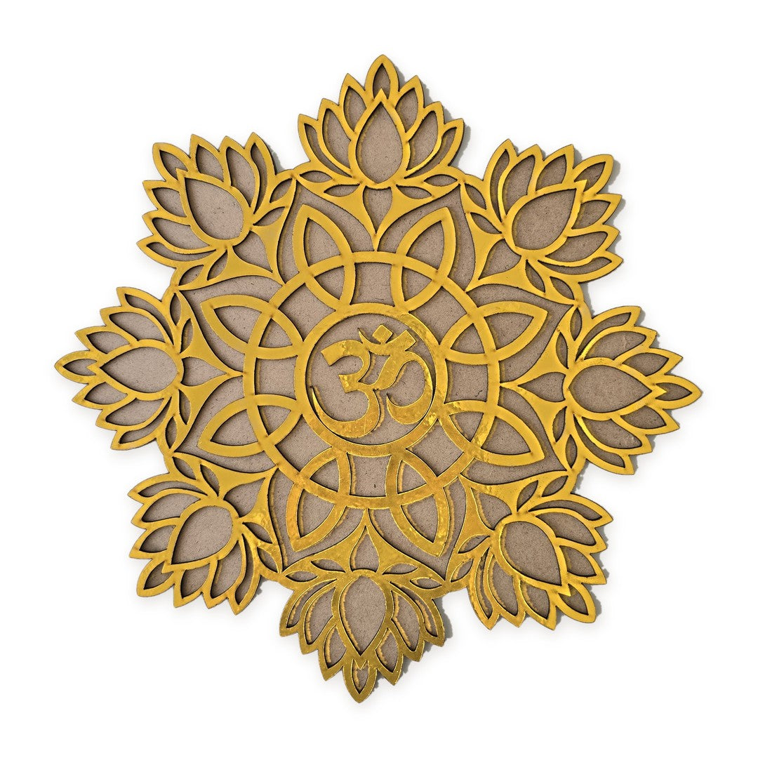 Bramham Mandala golden MDF rangoli board 12 inch - Divine Sansar