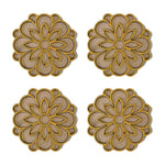 Set of 4 Phool Flower golden MDF rangoli pieces 4 inch - Divine Sansar