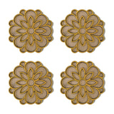 Set of 4 Phool Flower golden MDF rangoli pieces 4 inch - Divine Sansar
