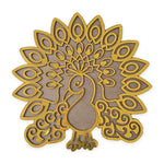 Royal Peacock golden MDF rangoli board 12 inch - Divine Sansar