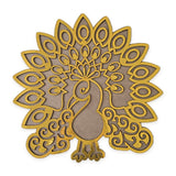 Royal Peacock golden MDF rangoli board 12 inch - Divine Sansar