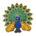 Royal Peacock rangoli board filled with rangoli colour - Divine Sansar