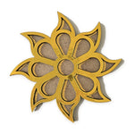 Surya Flower golden MDF rangoli board 4 inch - Divine Sansar