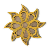 Surya Flower golden MDF rangoli board 4 inch - Divine Sansar