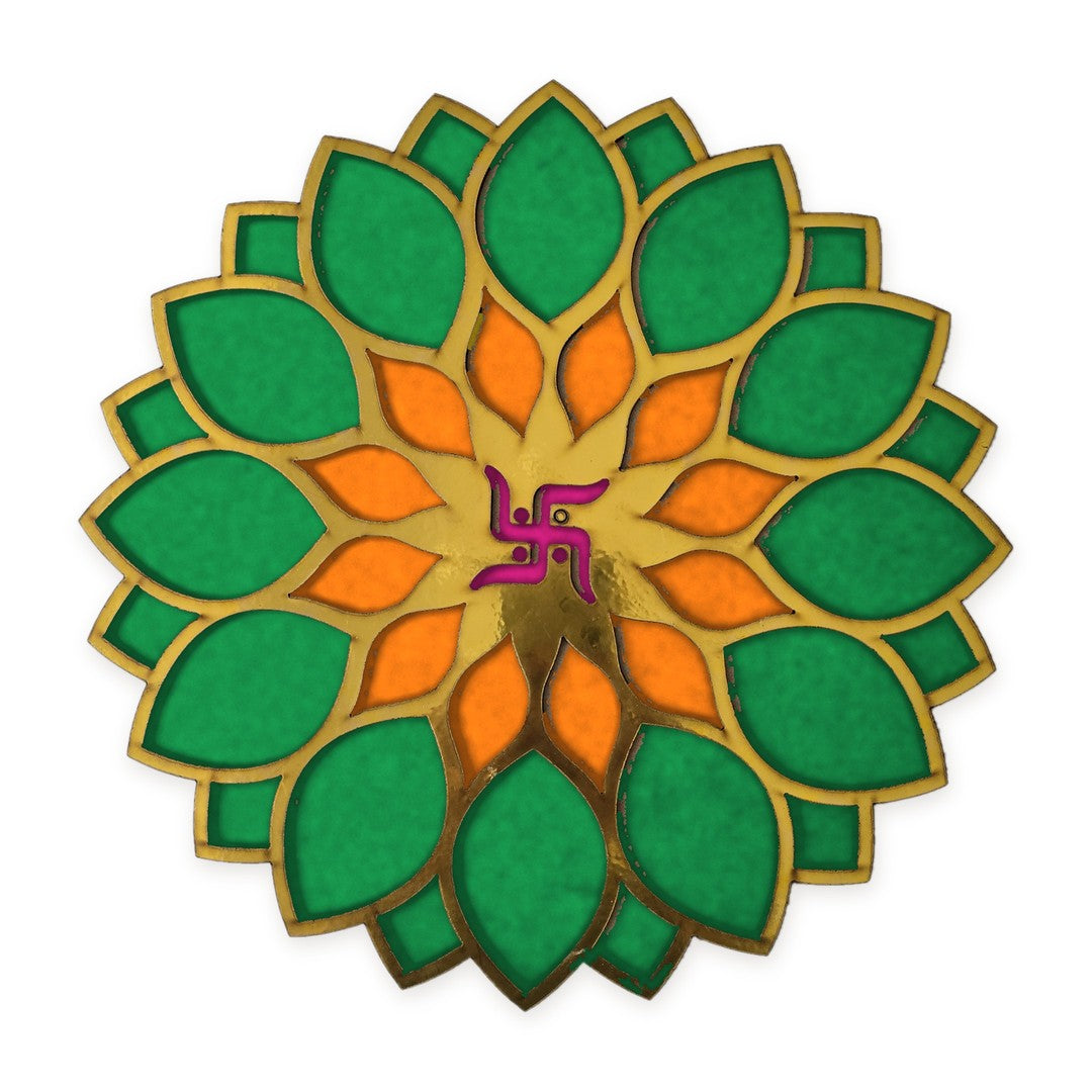 Swastik Samvatsar rangoli board filled with rangoli colour - Divine Sansar
