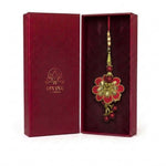 Gulnar red gota flower bhabhi lumba in Divine Sansar gift box