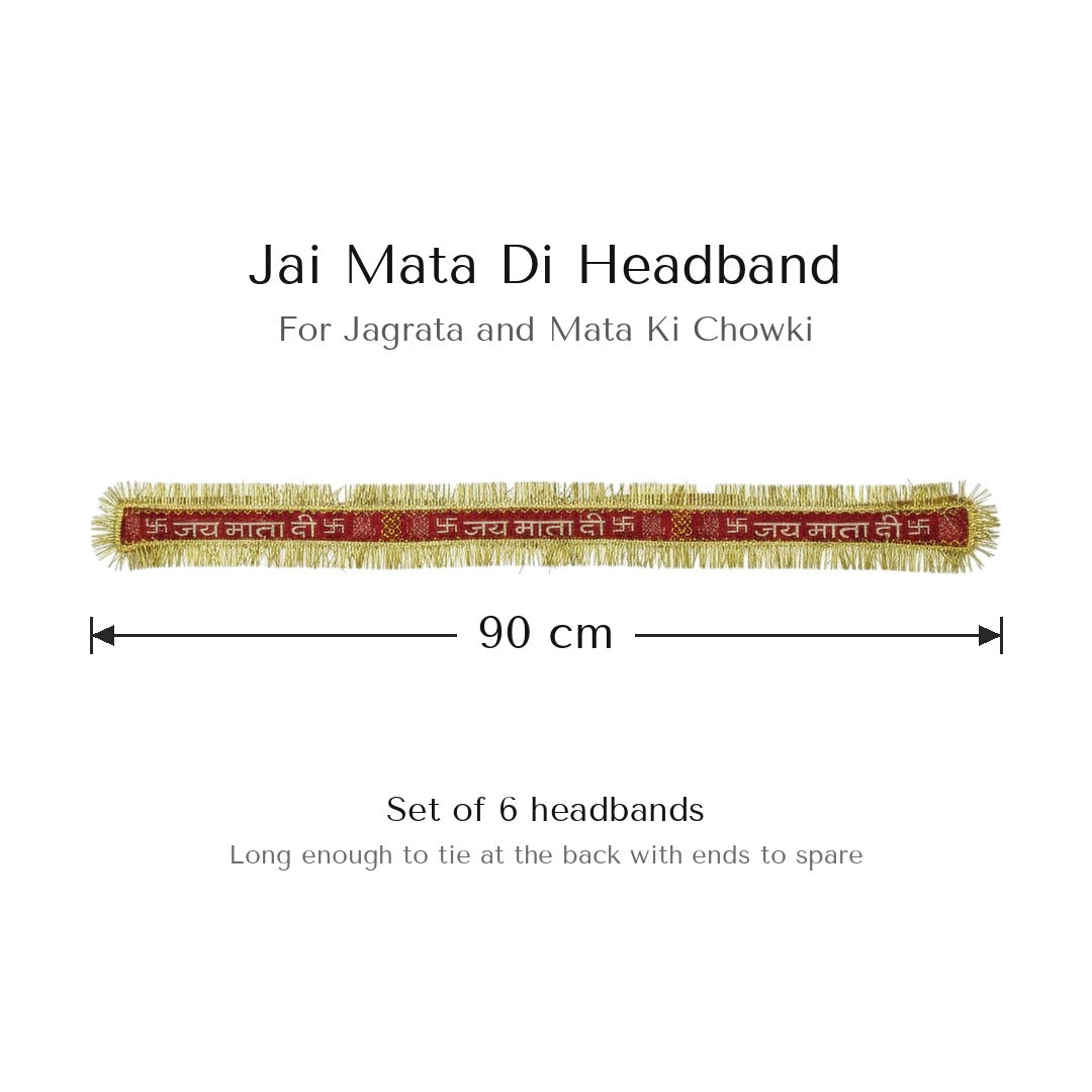 Jai Mata Di headband size 90 cm, set of 6 for Jagrata - Divine Sansar