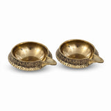 Kuber Diya pair in pure brass, 8 x 3 cm each - Divine Sansar