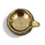 Top view of brass Kuber Diya bowl and wick spout - Divine Sansar