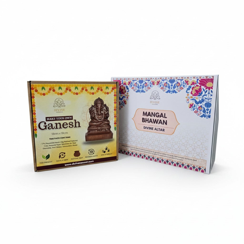 Make Your Own Ganesh Kit and Mangal Bhawan portable temple combo pack, Divine Sansar