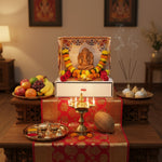 Ganesh Chaturthi home altar in Dubai with Mangal Bhawan temple and clay Ganesh idol, Divine Sansar
