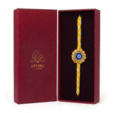 Evil eye nazariya mirror rakhi in maroon gift box - Divine Sansar