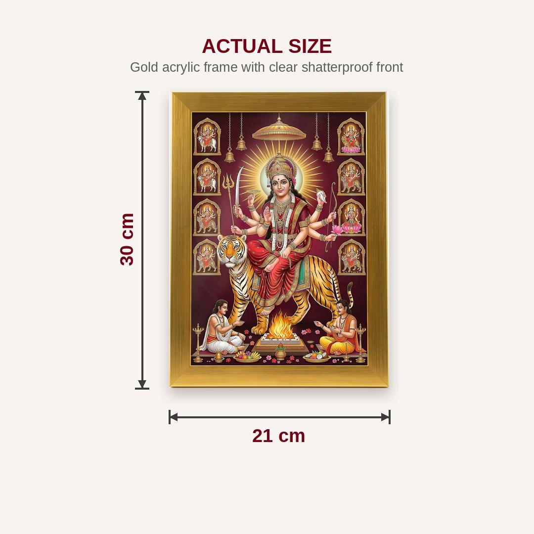 Navdurga photo frame A4 size chart 21 x 30 cm dimensions - Divine Sansar
