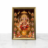 Navdurga photo frame A4 21 x 30 cm wooden golden frame with clear shatterproof front, Maa Durga and the nine forms - Divine Sansar