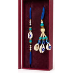 Blue evil eye kauri rakhi and lumba set close up Divine Sansar