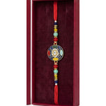 Navy meenakari kundan rakhi close up Divine Sansar