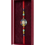 Navy meenakari kundan rakhi close up Divine Sansar