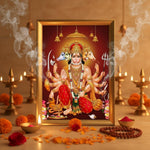 Panchmukhi Hanuman A4 wooden photo frame flat lay on white marble - Divine Sansar
