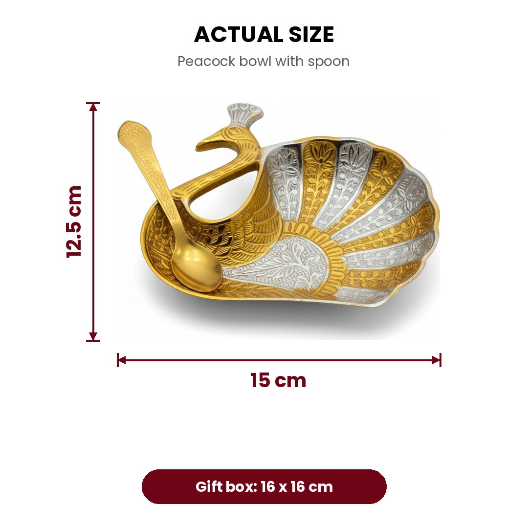 Peacock mukhwas bowl size 15 x 12.5 cm with 16 x 16 cm gift box - Divine Sansar