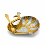 Peacock mukhwas and dry fruit bowl with spoon in gold and silver finish - Divine Sansar