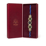 Peacock feather kundan rakhi in maroon gift box - Divine Sansar