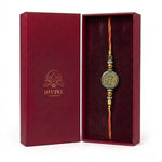 Pyrite rakhi 808 520 741 money code side in maroon gift box - Divine Sansar