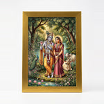 Radha Krishna photo frame A4 21 x 30 cm in a gold acrylic frame with clear shatterproof front - Divine Sansar