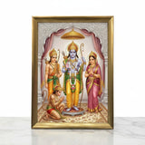 Ram Darbar photo frame A4 21 x 30 cm wooden golden frame with clear shatterproof front - Divine Sansar