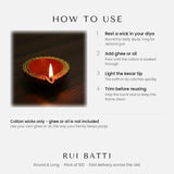 How to use kesar batti cotton wicks in a clay diya, four step guide, Divine Sansar