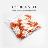 Sealed pouch of 100 long lambi batti kesar cotton wicks, Divine Sansar