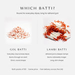 Which batti to choose, gol batti versus lambi batti cotton wicks, Divine Sansar