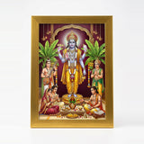 Satyanarayan photo frame A4 21 x 30 cm in a gold acrylic frame with clear shatterproof front - Divine Sansar