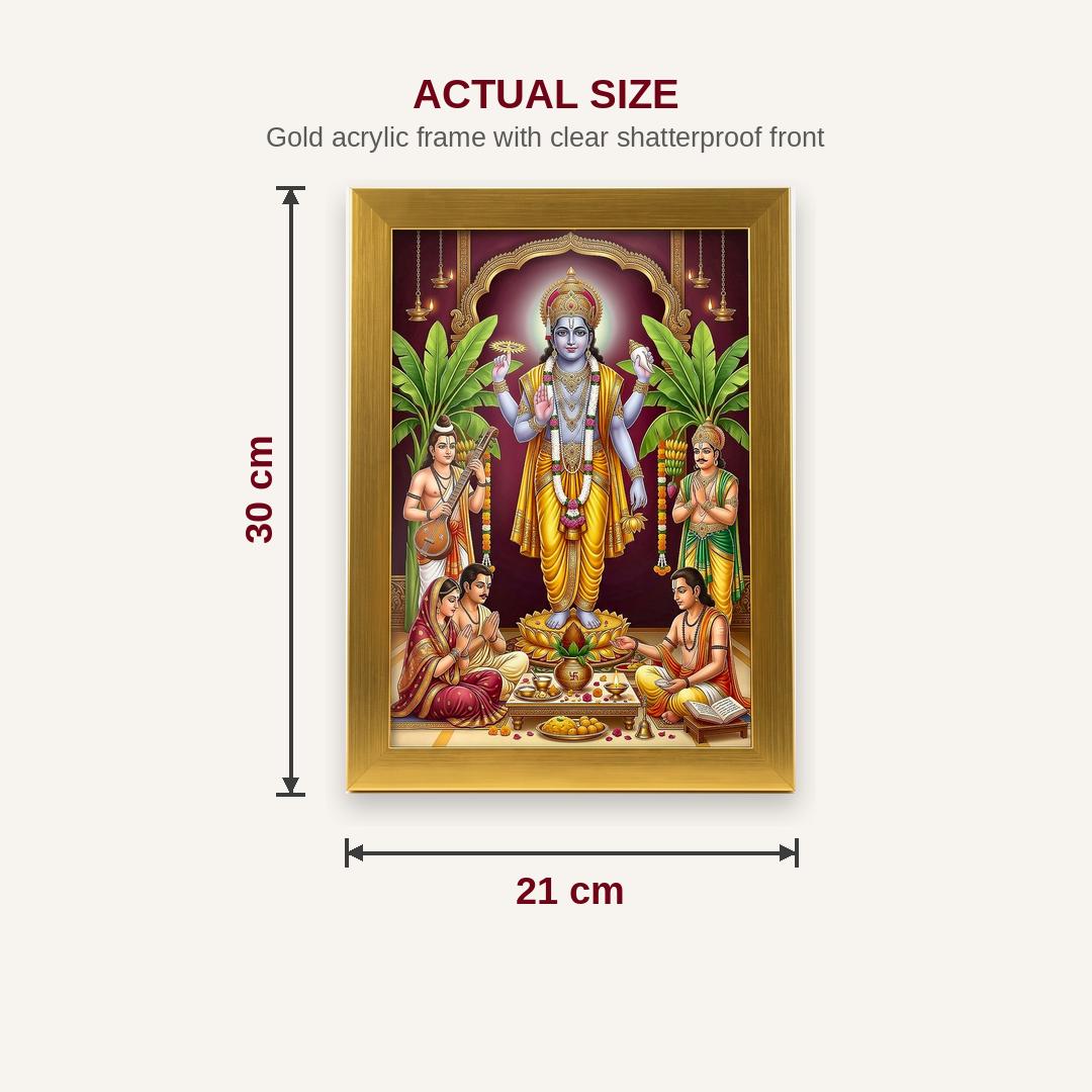 Satyanarayan photo frame A4 size chart 21 x 30 cm dimensions - Divine Sansar