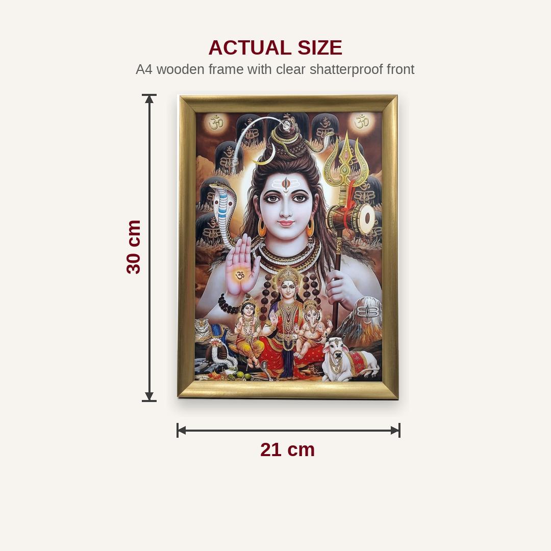 Shiv Parivar photo frame A4 size chart 21 x 30 cm dimensions - Divine Sansar