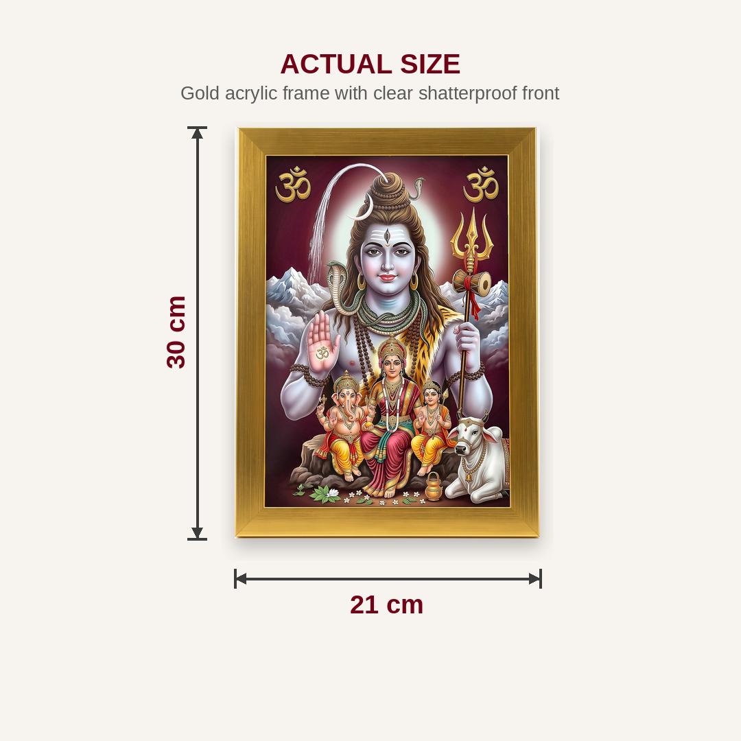 Shiv Parivar photo frame A4 size chart 21 x 30 cm dimensions - Divine Sansar