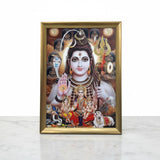 Shiv Parivar photo frame A4 21 x 30 cm wooden golden frame with clear shatterproof front - Divine Sansar