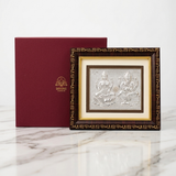 Silver Lakshmi Ganesh frame gift set with box - Divine Sansar