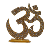 Golden Om Symbol Idol with Sparkling Stones
