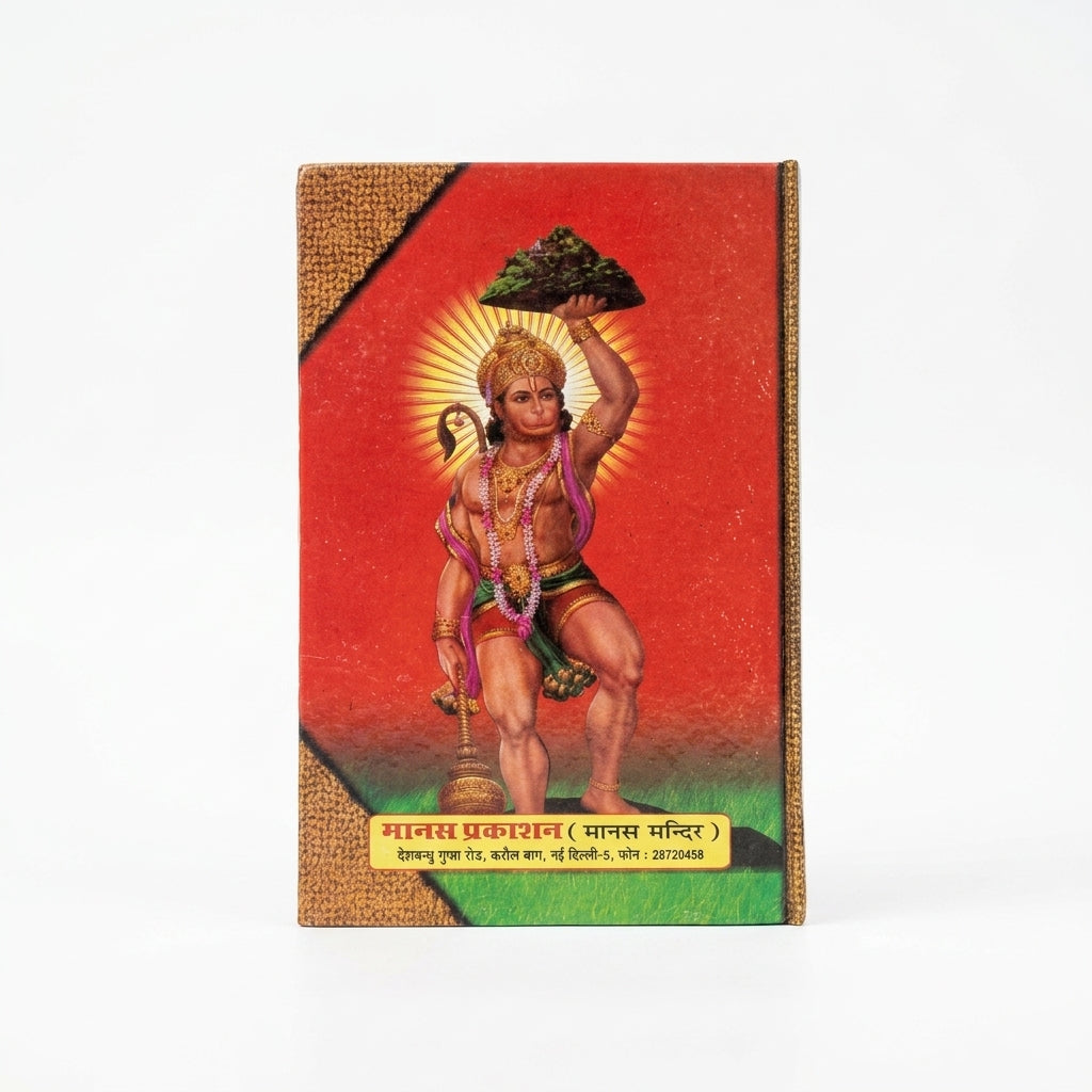 Sundarkand book back cover with Hanuman lifting mountain - Divine Sansar