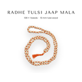 Radhe Tulsi jaap mala with 108 plus 1 beads in 10 mm tulsi wood - Divine Sansar